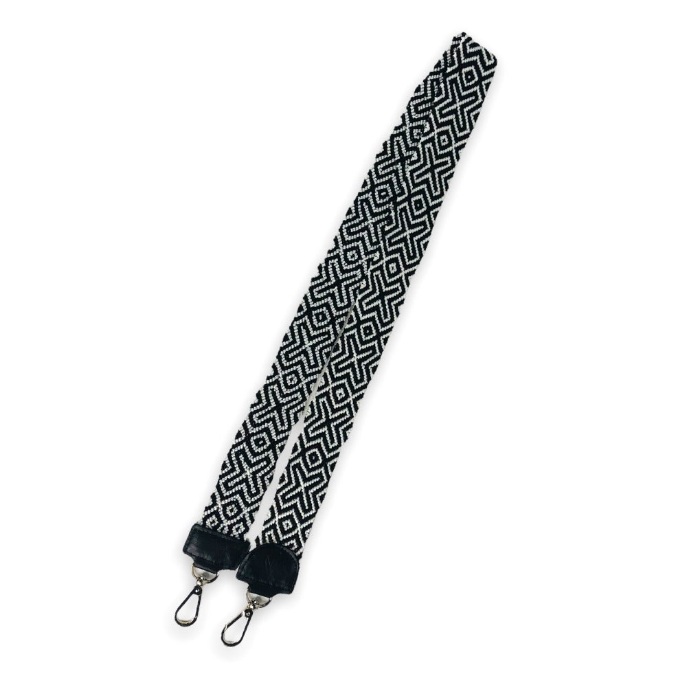 Hand Embroidered Strap - Black and White