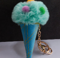 Load image into Gallery viewer, Ice Cream cone w/ mini pompons keychain
