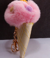Load image into Gallery viewer, Ice Cream cone w/ mini pompons keychain
